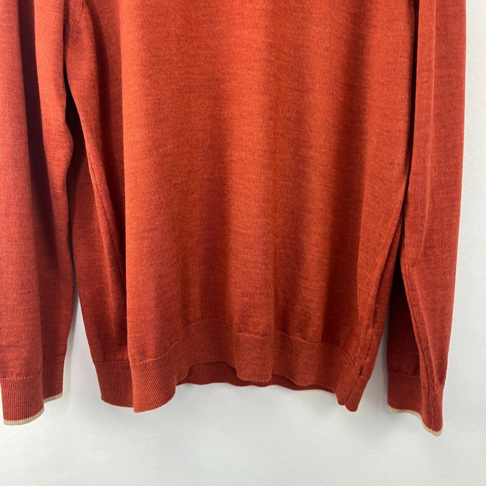 Hagen Carmel Sweater Mens XL Brown Rust Red 1/4 Quarter Zip Merino Wool Italy - Picture 6 of 13